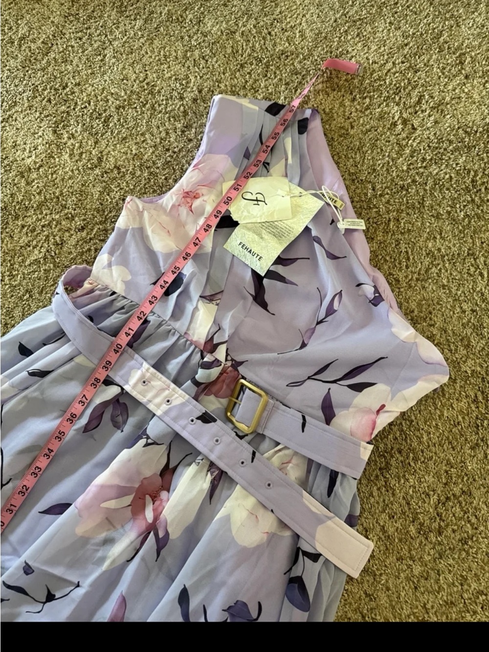 NWT FEHAUTE Ruched Slit Chiffon One Shoulder A-Line Gown Maxi Dress size 12/Lrg - Picture 12 of 12